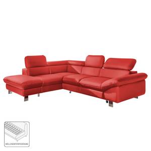 Canapé d'angle Waiho Imitation cuir - Cinabre - Méridienne courte à gauche (vue de face) - Fonction relaxation - Fonction couchage - Coffre de lit