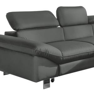 Canapé d'angle Waiho Imitation cuir - Gris foncé - Méridienne courte à droite (vue de face) - Fonction relaxation