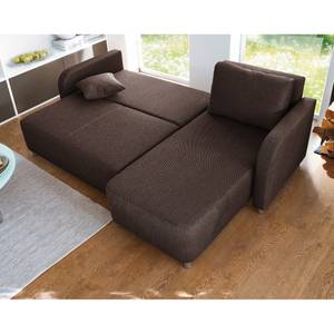 Ecksofa Tetony (mit Schlaffunktion / beidseitig montierbar) Flachgewebe - Braun