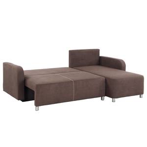 Ecksofa Tetony (mit Schlaffunktion) Microfaser Longchair beidseitig montierbar - Braun