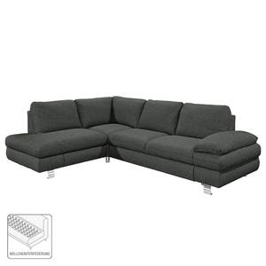 Ecksofa Wasillas Webstoff Anthrazit - Longchair davorstehend links - Keine Funktion