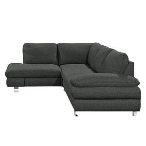 Ecksofa Wasillas Webstoff Anthrazit - Longchair davorstehend links - Schlaffunktion - Bettkasten