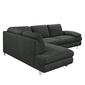 Ecksofa Wasillas Webstoff Anthrazit - Longchair davorstehend links - Keine Funktion