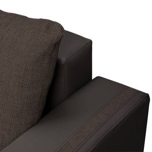 Ecksofa Westford (mit Schlaffunktion & 2 Hocker) - Kunstleder / Strukturstoff - Dunkelbraun / Braun - Longchair davorstehend links