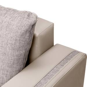 Ecksofa Westford (mit Schlaffunktion & 2 Hocker) - Kunstleder / Strukturstoff - Schlamm / Grau - Longchair davorstehend rechts