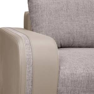 Ecksofa Westford (mit Schlaffunktion & 2 Hocker) - Kunstleder / Strukturstoff - Schlamm / Grau - Longchair davorstehend rechts