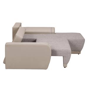 Ecksofa Westford (mit Schlaffunktion & 2 Hocker) - Kunstleder / Strukturstoff - Schlamm / Grau - Longchair davorstehend rechts