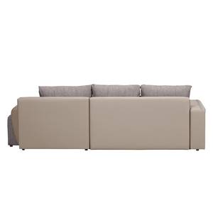 Ecksofa Westford (mit Schlaffunktion & 2 Hocker) - Kunstleder / Strukturstoff - Schlamm / Grau - Longchair davorstehend rechts