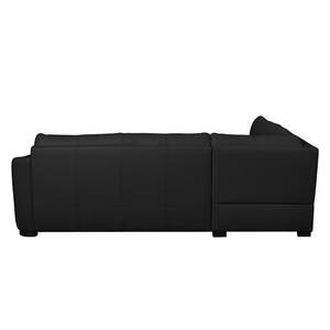 Canapé d'angle Willowie Cuir véritable - Noir - Méridienne longue à gauche (vue de face) - Fonction couchage - Coffre de lit