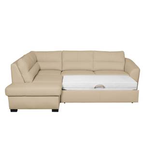 Ecksofa Willowie Echtleder Warmes Beige - Ottomane davorstehend links - Schlaffunktion - Bettkasten