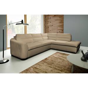 Ecksofa Willowie Echtleder Warmes Beige - Ottomane davorstehend links - Keine Funktion