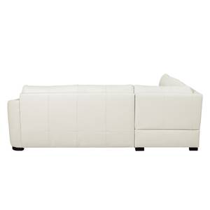 Canapé d'angle Willowie Cuir véritable - Blanc - Méridienne longue à gauche (vue de face) - Fonction couchage - Coffre de lit