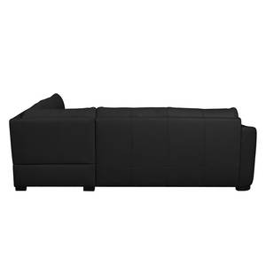 Canapé d'angle Willowie Cuir véritable - Noir - Méridienne longue à droite (vue de face) - Fonction couchage - Coffre de lit