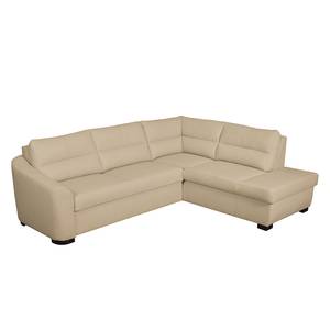 Ecksofa Willowie Echtleder Warmes Beige - Ottomane davorstehend rechts - Schlaffunktion - Bettkasten