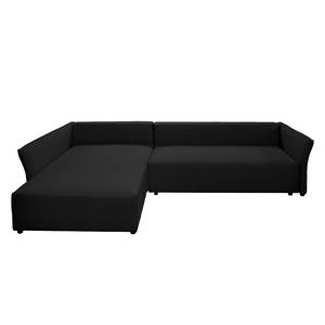 Ecksofa Wings Casual (mit Schlaffunktion) - Webstoff - Anthrazit - Longchair davorstehend links - 6 Kissen