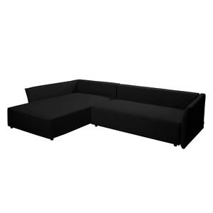 Ecksofa Wings Casual (mit Schlaffunktion) - Webstoff - Anthrazit - Longchair davorstehend links - 6 Kissen