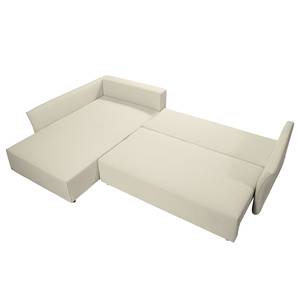 Ecksofa Wings Casual (mit Schlaffunktion) - Webstoff - Beige - Longchair davorstehend links - 6 Kissen