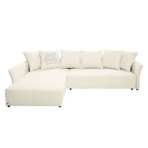 Ecksofa Wings Casual (mit Schlaffunktion) - Webstoff - Beige - Longchair davorstehend links - 6 Kissen