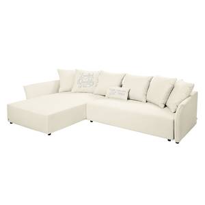 Ecksofa Wings Casual (mit Schlaffunktion) - Webstoff - Beige - Longchair davorstehend links - 7 Kissen