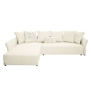 Ecksofa Wings Casual (mit Schlaffunktion) - Webstoff - Beige - Longchair davorstehend links - 7 Kissen