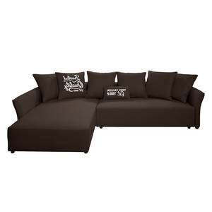 Hoekbank Wings Casual structuurstof - Bruin - Longchair vooraanzicht links - 7 kussens