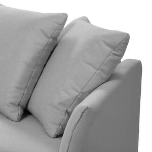 Ecksofa Wings Casual (mit Schlaffunktion) - Webstoff - Lichtgrau - Longchair davorstehend links - 7 Kissen