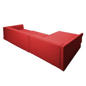 Ecksofa Wings Casual (mit Schlaffunktion) - Webstoff - Rot - Longchair davorstehend links - 6 Kissen