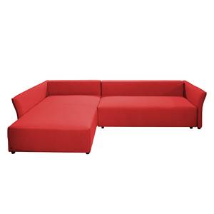 Hoekbank Wings Casual structuurstof - Rood - Longchair vooraanzicht links - 7 kussens