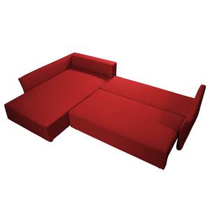 Hoekbank Wings Casual structuurstof - Rood - Longchair vooraanzicht links - 7 kussens