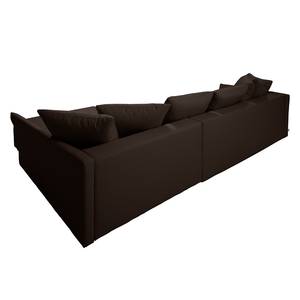 Hoekbank Wings Casual structuurstof - Bruin - Longchair vooraanzicht rechts - 7 kussens