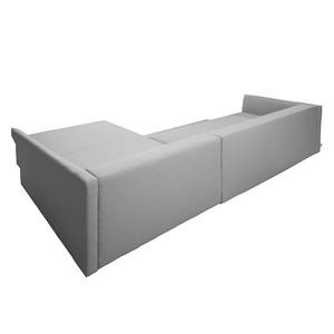 Ecksofa Wings Casual (mit Schlaffunktion) - Webstoff - Lichtgrau - Longchair davorstehend rechts - 6 Kissen