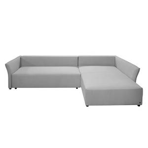 Ecksofa Wings Casual (mit Schlaffunktion) - Webstoff - Lichtgrau - Longchair davorstehend rechts - 6 Kissen