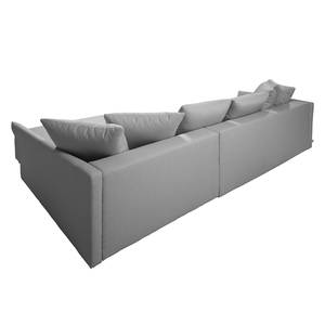 Ecksofa Wings Casual (mit Schlaffunktion) - Webstoff - Lichtgrau - Longchair davorstehend rechts - 6 Kissen