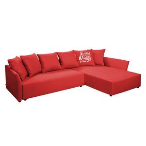 Hoekbank Wings Casual structuurstof - Rood - Longchair vooraanzicht rechts - 6 kussens