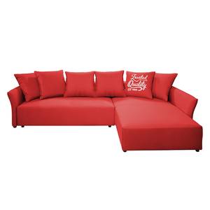 Ecksofa Wings Casual (mit Schlaffunktion) - Webstoff - Rot - Longchair davorstehend rechts - 6 Kissen