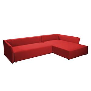 Hoekbank Wings Casual structuurstof - Rood - Longchair vooraanzicht rechts - 6 kussens