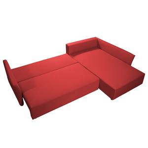 Ecksofa Wings Casual (mit Schlaffunktion) - Webstoff - Rot - Longchair davorstehend rechts - 6 Kissen