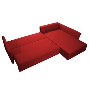 Hoekbank Wings Casual structuurstof - Rood - Longchair vooraanzicht rechts - 7 kussens