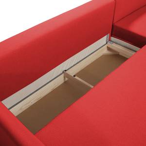 Hoekbank Wings Casual structuurstof - Rood - Longchair vooraanzicht rechts - 7 kussens