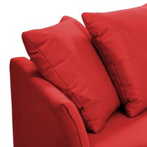 Canapé d'angle Wings Casual Tissu structuré - Rouge - Méridienne courte à droite (vue de face) - 7 coussins