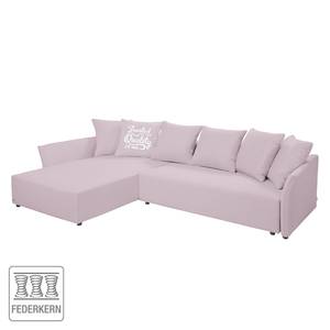 Ecksofa Wings Casual (mit Schlaffunktion) - Webstoff - Lavendel - Longchair davorstehend links - 6 Kissen