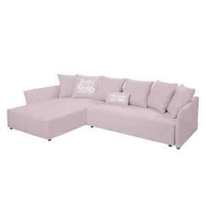 Ecksofa Wings Casual (mit Schlaffunktion) - Webstoff - Lavendel - Longchair davorstehend links - 7 Kissen