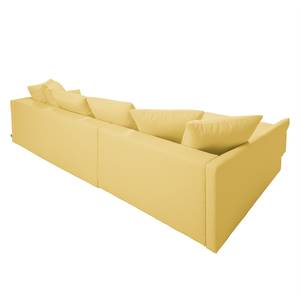 Ecksofa Wings Casual (mit Schlaffunktion) - Webstoff - Maisgelb - Longchair davorstehend links - 6 Kissen