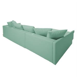 Ecksofa Wings Casual (mit Schlaffunktion) - Webstoff - Mint - Longchair davorstehend links - 6 Kissen