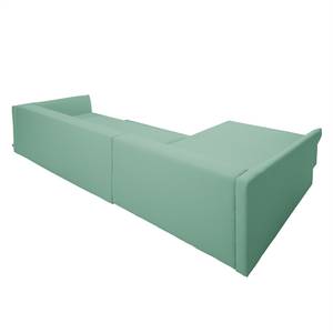 Hoekbank Wings Casual structuurstof - Mintkleurig - Longchair vooraanzicht links - 7 kussens