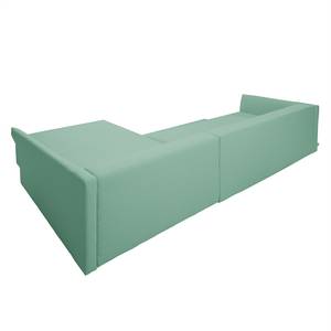 Ecksofa Wings Casual (mit Schlaffunktion) - Webstoff - Mint - Longchair davorstehend rechts - 6 Kissen