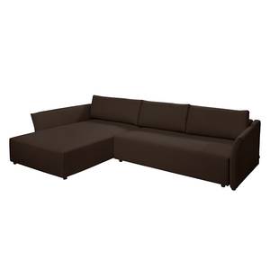 Ecksofa Wings Style (mit Schlaffunktion) - Webstoff - Braun - Longchair davorstehend links - Ohne Kissen