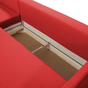 Hoekbank Wings Style (met slaapfunctie) structuurstof - Rood - Longchair vooraanzicht links - 1 kussen