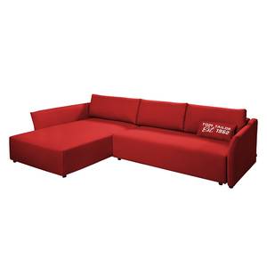 Ecksofa Wings Style (mit Schlaffunktion) - Webstoff - Rot - Longchair davorstehend links - 1 Kissen