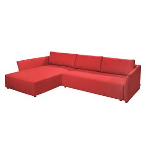 Hoekbank Wings Style (met slaapfunctie) structuurstof - Rood - Longchair vooraanzicht links - Zonder kussens